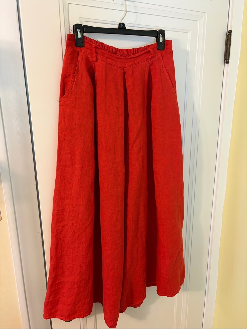 Bright Orange Wide-Leg Linen Pants